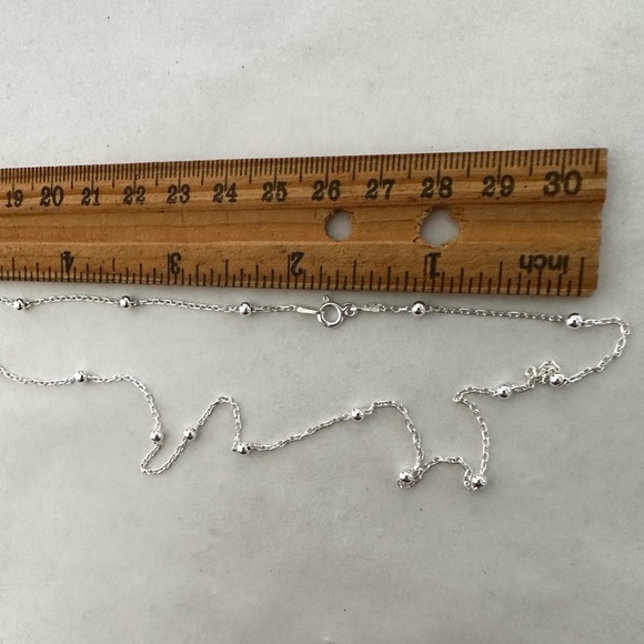 925 Silver 17.5" 2mm bead chain necklace - Picture 5 of 6